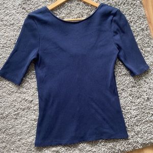 Monk&Lou scoop back, ribbed 3/4 sleeve